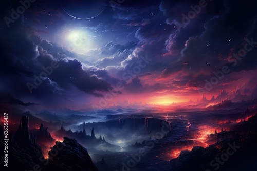 Twilight Fantasy Clouds Summer Night Sky AI Generation