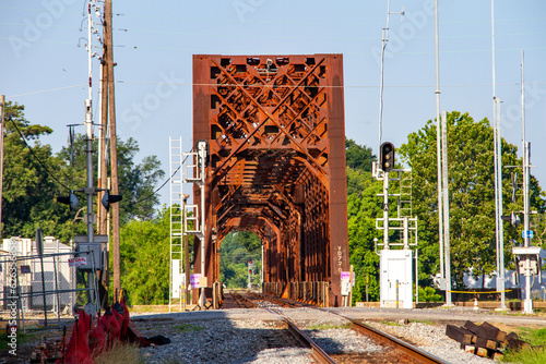 Schilderij op canvas Iron Trussel Railroad Bridge in Monroe, LA