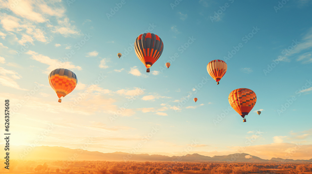 Naklejka premium Hot-Air Balloons in the sky.Generative AI