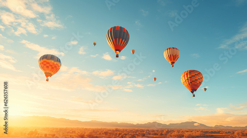 Hot-Air Balloons in the sky.    Generative AI © Nico Vincentini