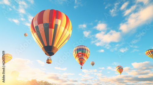 Hot-Air Balloons in the sky.Generative AI