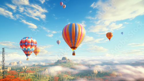 Hot-Air Balloons in the sky.Generative AI