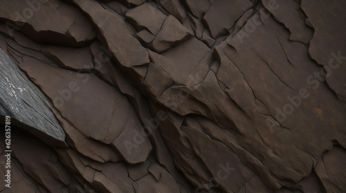 Brown granite rock texture. Grey stone background/backdrop with cracks. Generative AI.