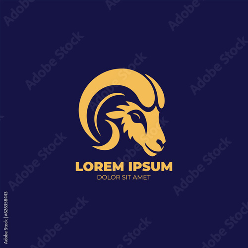 Abstract vector horns ram, sheep, goat, lamb animal sheep logo, Aries icon, goat sign.