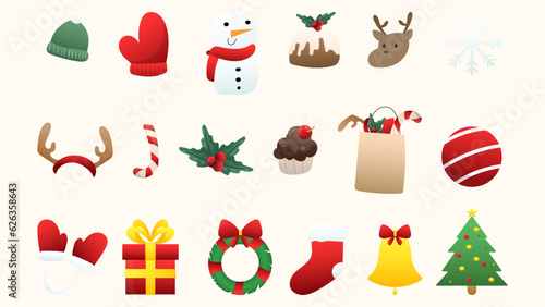 Festive Finesse Immortalizing the Artistry of Christmas Decorations มElement in Christmas holiday , illustration Vector