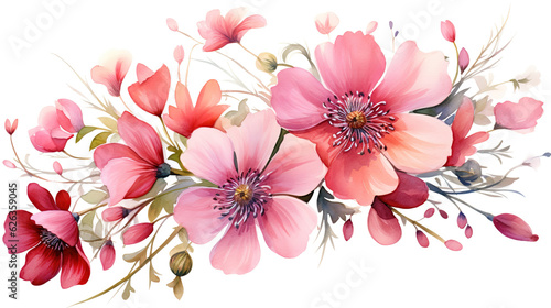 Hand painted pretty flowers set. Generative Ai © hassanmim2021