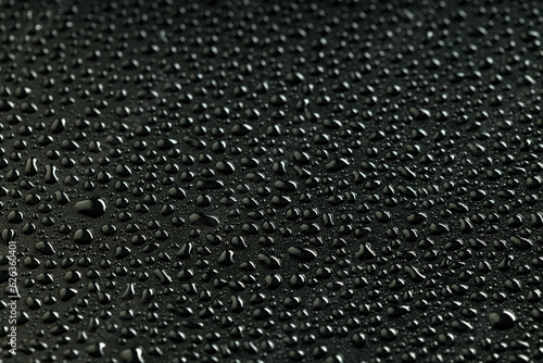a lot of water droplets are randomly arranged on a black background