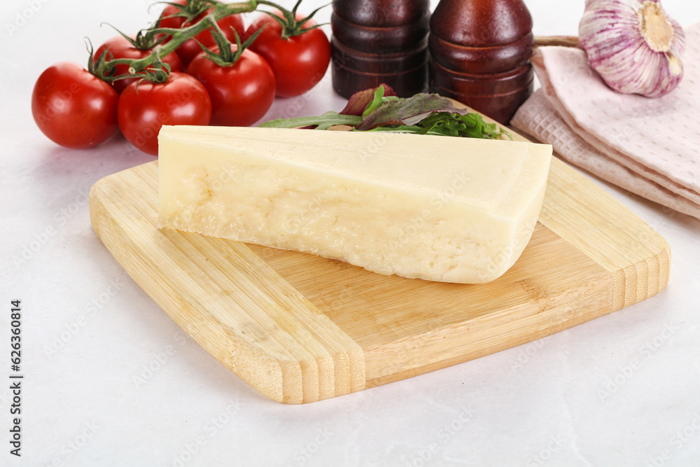 Piece Italian hard parmesan cheese