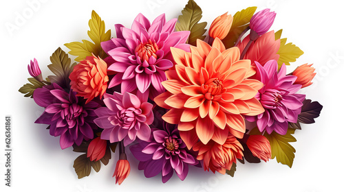 Dahlia Autumn flower design  With copy-space. Generative Ai