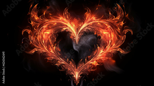 Flamy symbol of heart, generative AI © Andrii