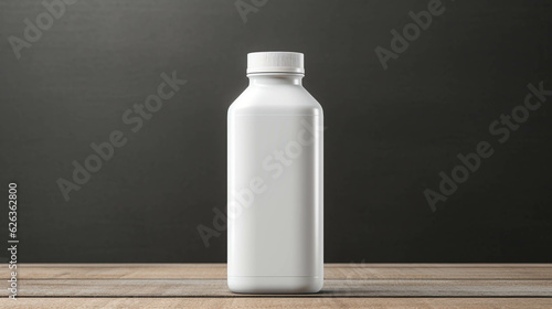 White plastic bottle with a blank label mockup. 250 ml bottle mockup, generative AI