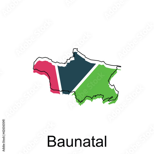 Baunatal map, colorful outline regions of the German country. Vector illustration template design photo