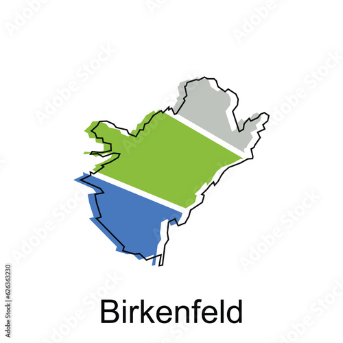 Birkenfeld map, colorful outline regions of the German country. Vector illustration template design photo