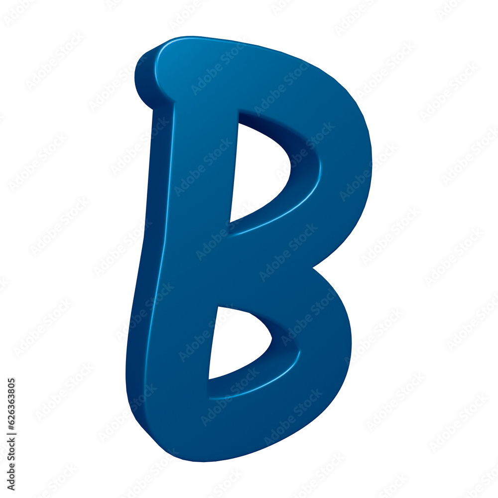 3D blue alphabet letter b for education and text concept 3D blue alphabet letter b for education and text concept