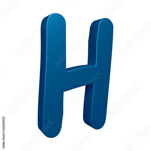 3D blue alphabet letter h for education and text concept