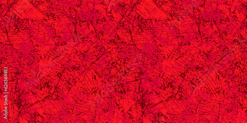 Gritty black and red scratched grunge grid with random specks and spatter marks. Seamless vector pattern on white background. Great for texture, packaging, stationery, packaging, graphic use