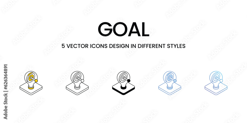 Goal Icon Design in Five style with Editable Stroke. Line, Solid, Flat Line, Duo Tone Color, and Color Gradient Line. Suitable for Web Page, Mobile App, UI, UX and GUI design. Goal Icon Design in Five style with Editable Stroke. Line, Solid, Flat Line, Duo Tone Color, and Color Gradient Line. Suitable for Web Page, Mobile App, UI, UX and GUI design.