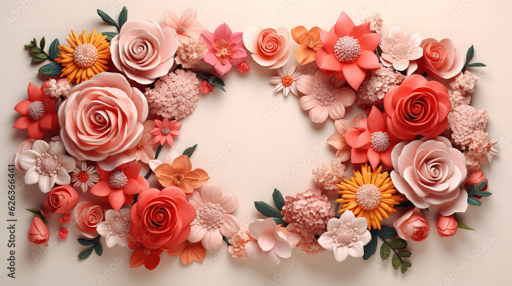 Beautiful hand painted floral frame wedding invitation. Generative Ai Beautiful hand painted floral frame wedding invitation. Generative Ai