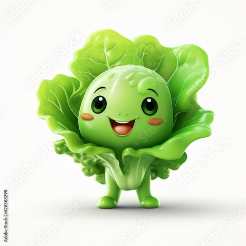 Happy Lettuce Cartoon Mascot