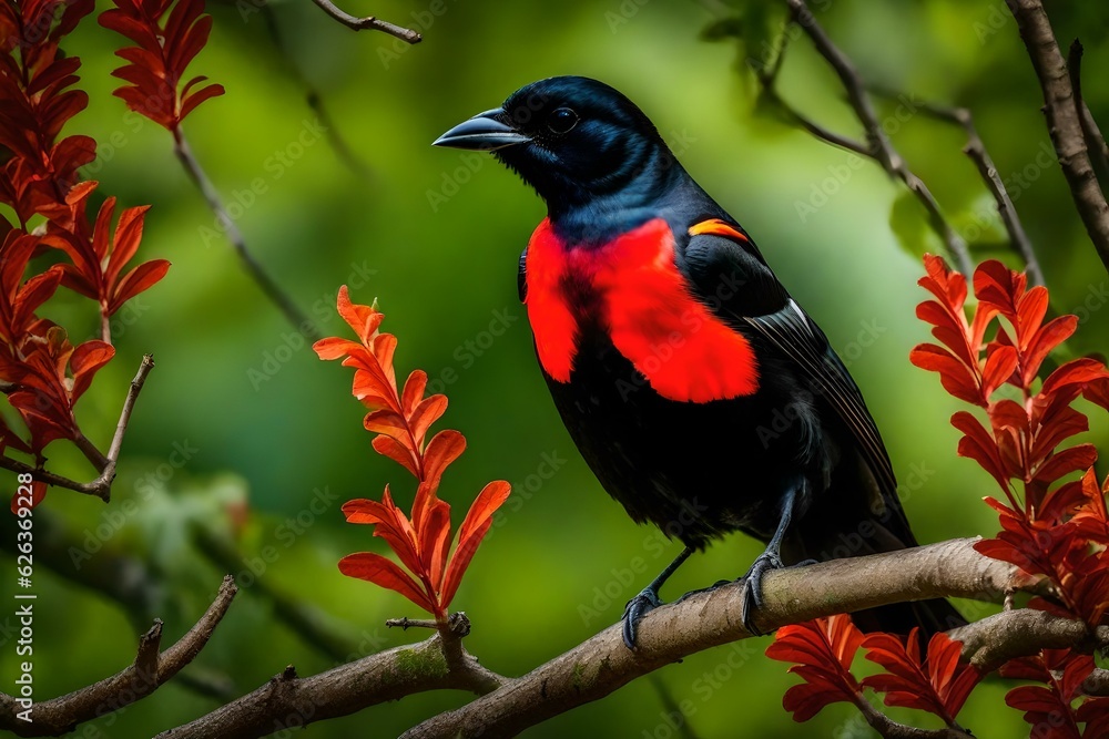 Fototapeta premium red winged blackbird