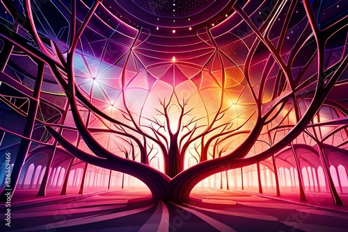 tree in the night sky