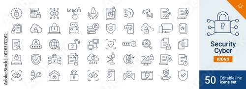 Cyber security icons Pixel perfect. data, password, card, ...