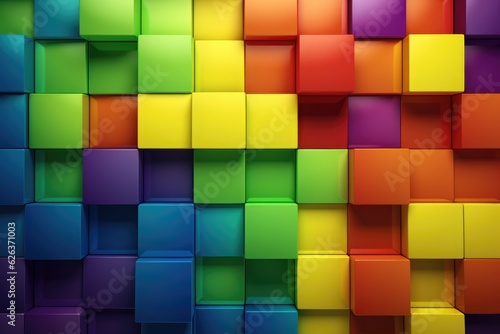 Small square boxes in LGBT rainbow colors, background, generative ai © Teppi