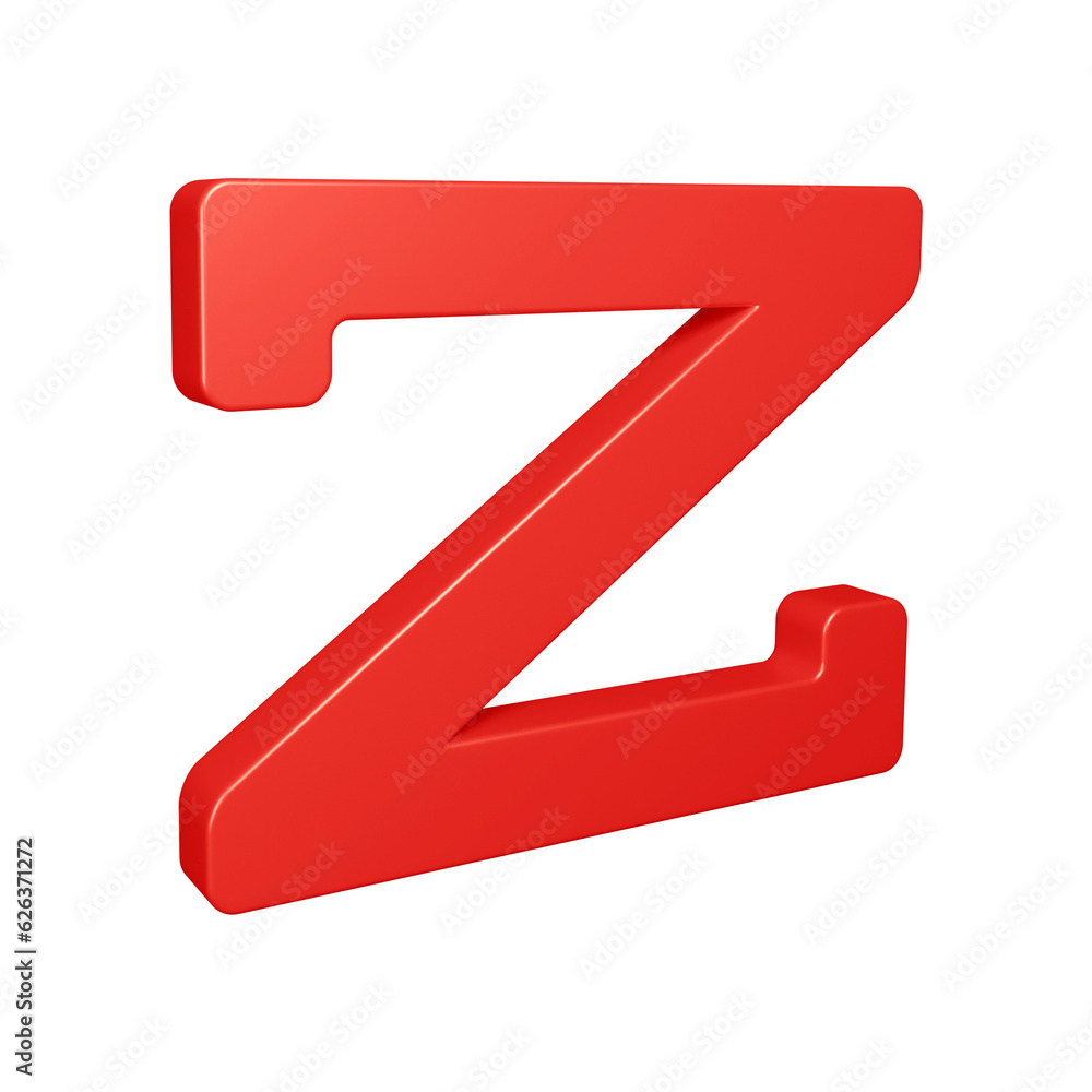 3D red alphabet letter z for education and text concept 3D red alphabet letter z for education and text concept