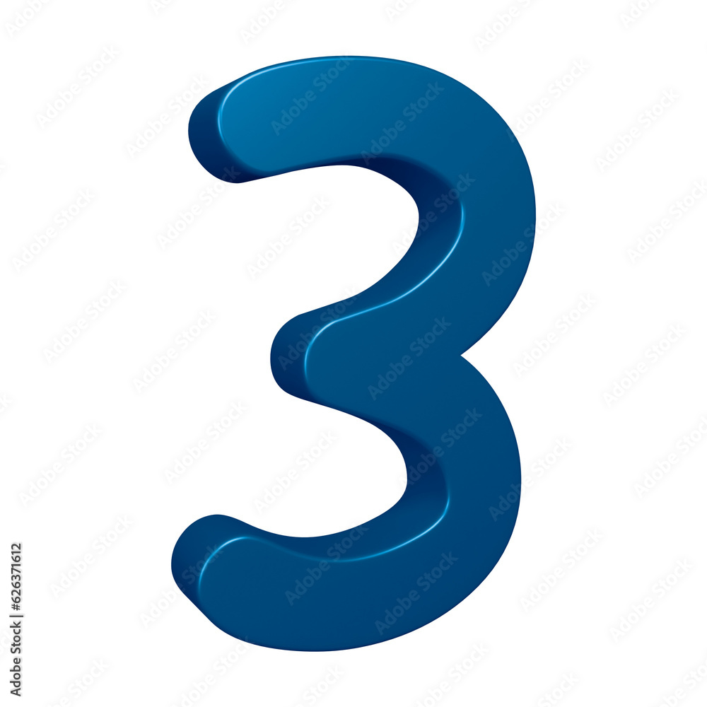 3d blue number 3 design for math, business and education concept 3d blue number 3 design for math, business and education concept