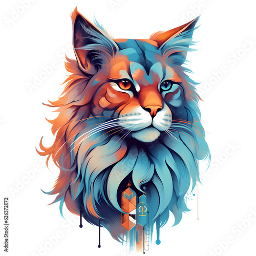 Spiritual Maine coon cat with feather fur  generative ai