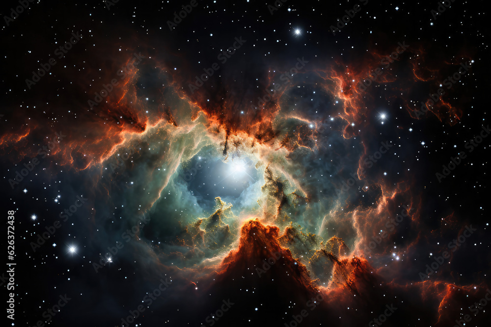 The breathtaking sight of a nebula, with vibrant gases and dust clouds swirling and creating a celestial masterpiece that ignites the imagination and curiosity about the mysteries of the universe