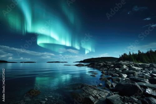 The surreal sight of an aurora dancing in the polar skies  painting the darkness with vibrant hues and mesmerizing patterns  captivating observers with its otherworldly allure