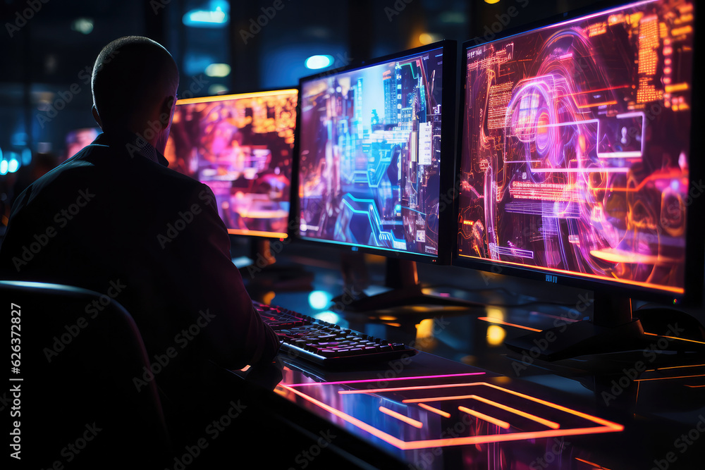 An engineer designing a printed circuit board (PCB), using specialized