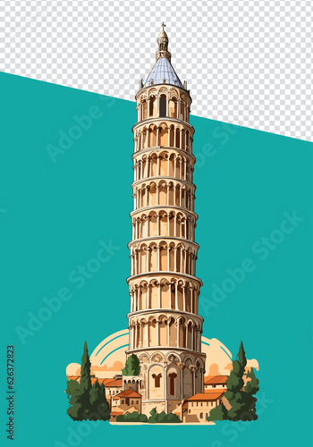 Italian Icon: Leaning Tower of Pisa Vector Art for Stickers & Logos - Detailed & Stunning T-shirt Prints