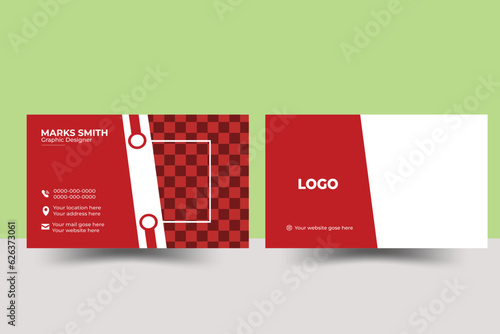  Modern and creative business card template,  Personal visiting card with company logo, Vector illustration,  Red  modern creative business card simple clean template vector design.
