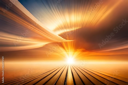 weather - Heat wave / Summer heat background - Thermometer yellow orange sky and sun rays