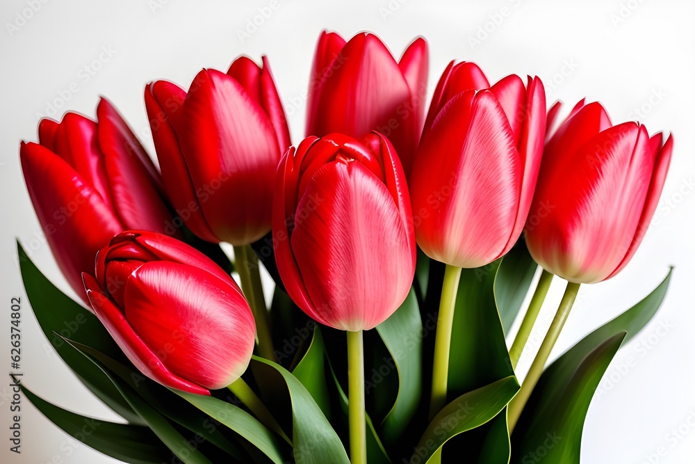 Fototapeta premium Czerwone tulipany. Generative AI