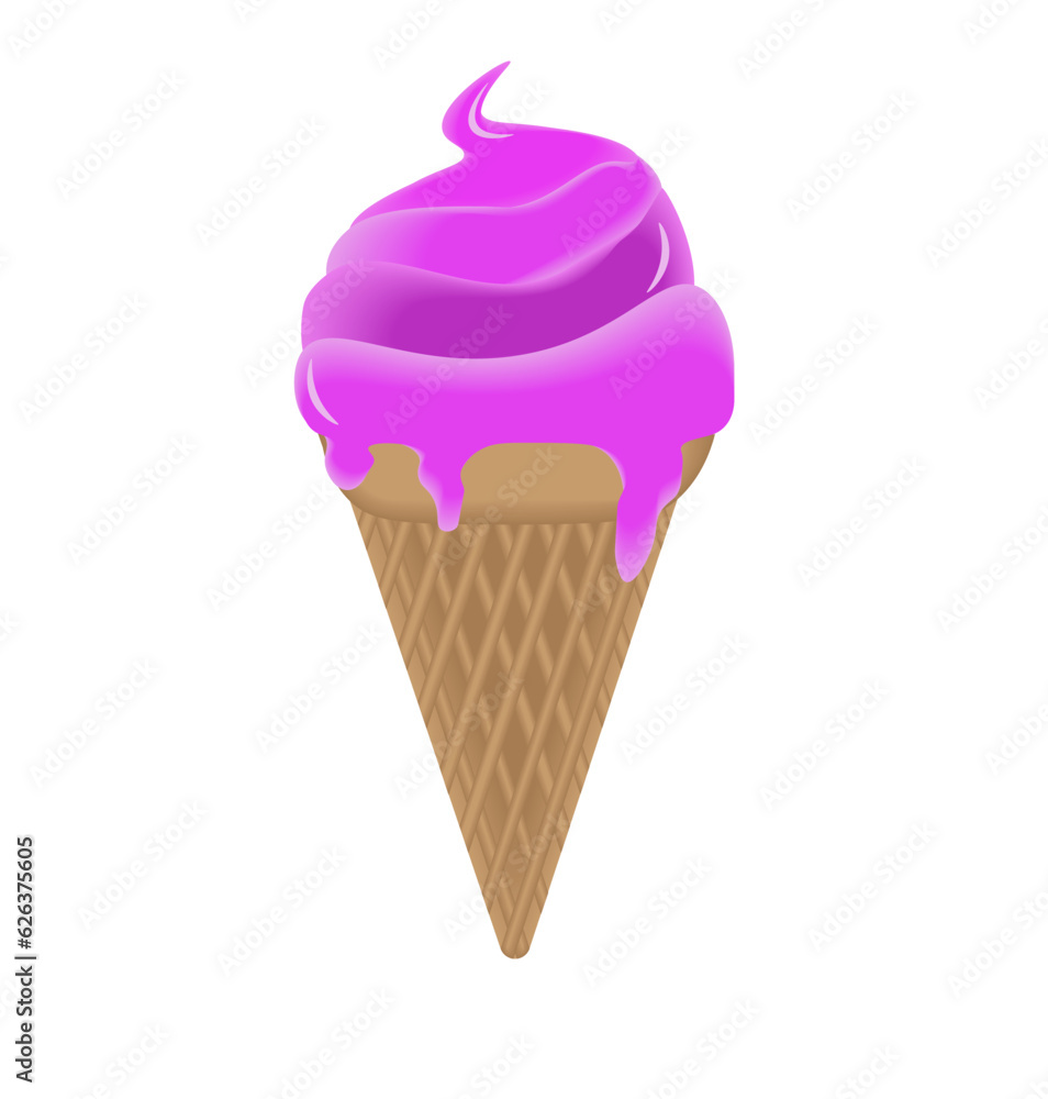 Vector illustration of purple ice cream on a cone Vector illustration of purple ice cream on a cone