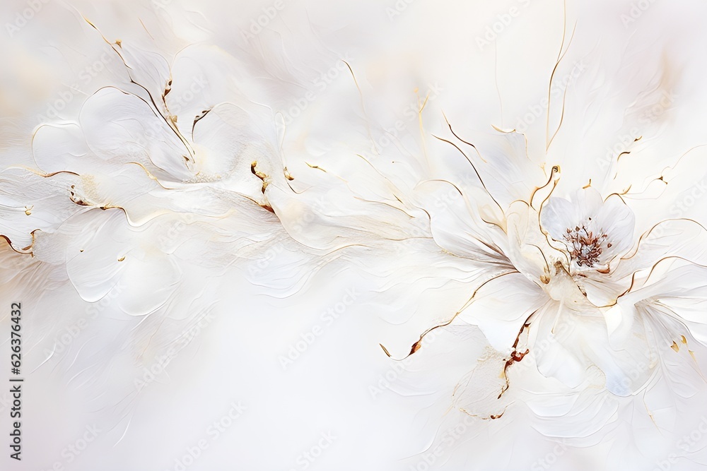 Białe tło kwiatowe. Generative AI - obrazy, fototapety, plakaty 