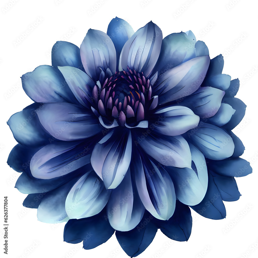 watercolor purple dahlia flower. Illustration isolated on white background for design,print or background Generative AI