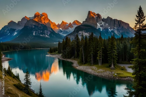 sunrise over the lake generated AI © PhotoFusionist 