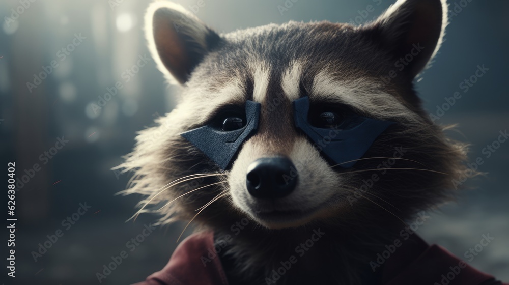 Masked Vigilante: A Raccoon in Heroic Attire Safeguards Nature's Harmony with Stealth