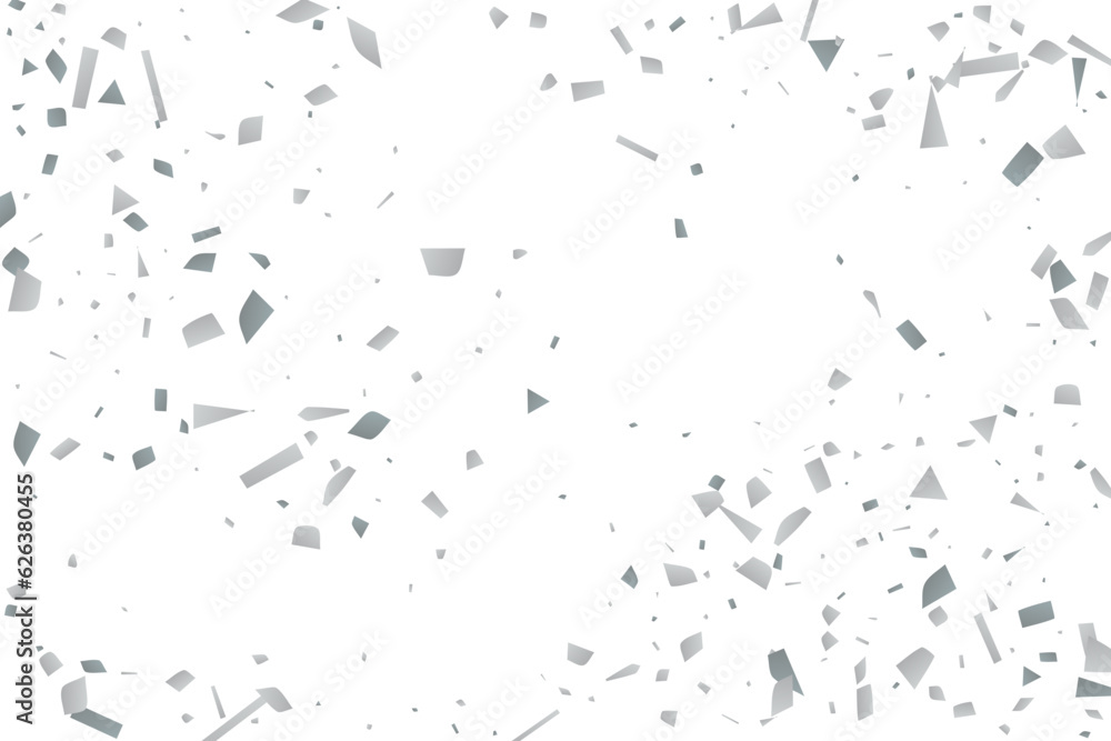 Silver glitter confetti on a white background. Decorative element. Silver glitter confetti on a white background. Decorative element.