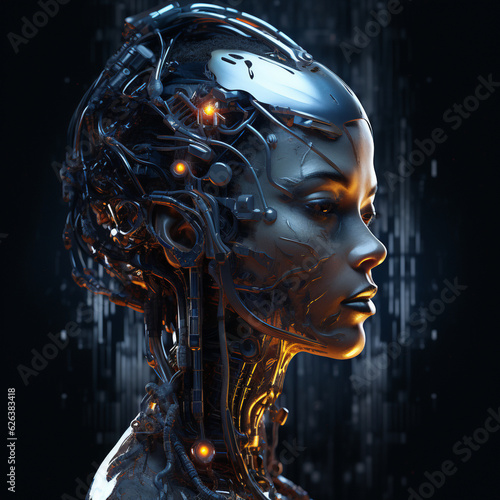 3D painted AI Head rendered with octane features