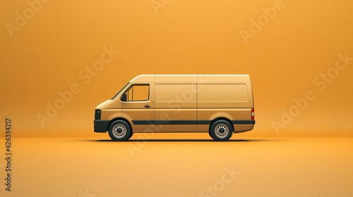 Minimalist Courier Van on Light Background. AI generated