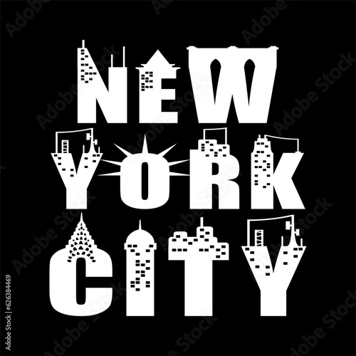 New York City text effect with building vector design.