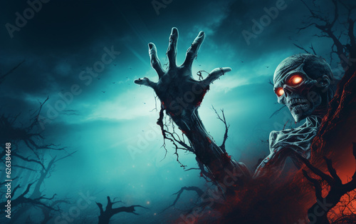 Halloween wallpaper with zombie hand