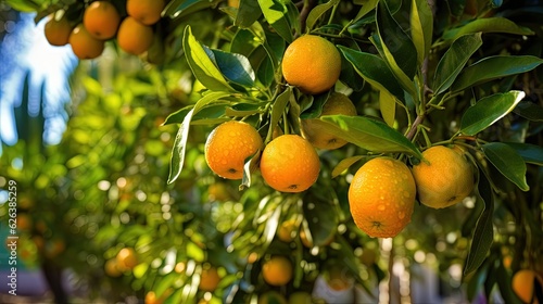  a tree filled with lots of oranges on top of it.  generative ai