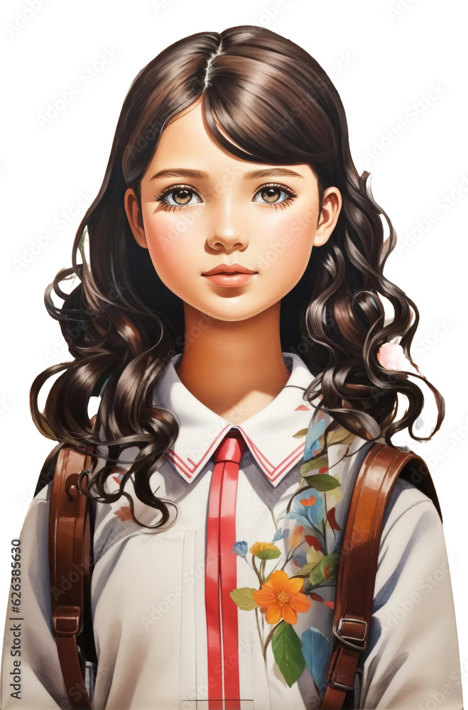 Back to school: Happy Caucasian girl, backpack, first day | Transparent background | Generative AI Back to school: Happy Caucasian girl, backpack, first day | Transparent background | Generative AI