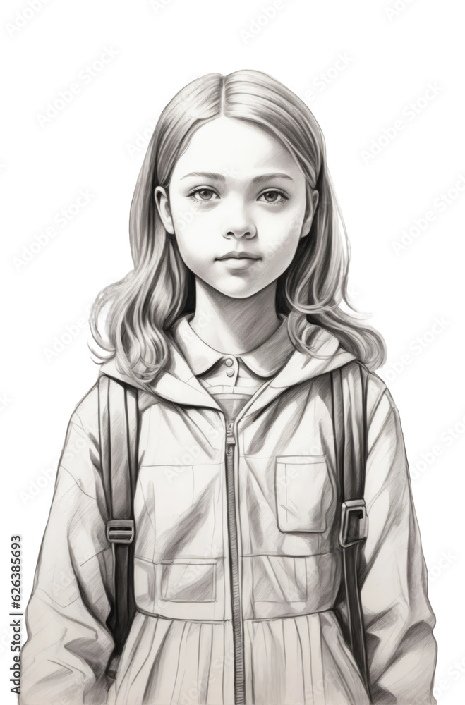 Back to school: Happy Caucasian girl, backpack, first day | Transparent background | Generative AI Back to school: Happy Caucasian girl, backpack, first day | Transparent background | Generative AI